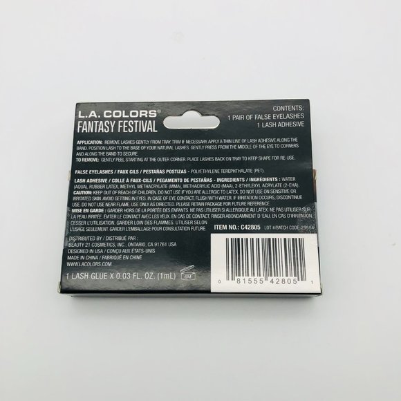 L.A. Colors Fantasy Festival Eyelash Set + Lash Adhesive, Fake False Lashes NEW - Picture 2 of 2